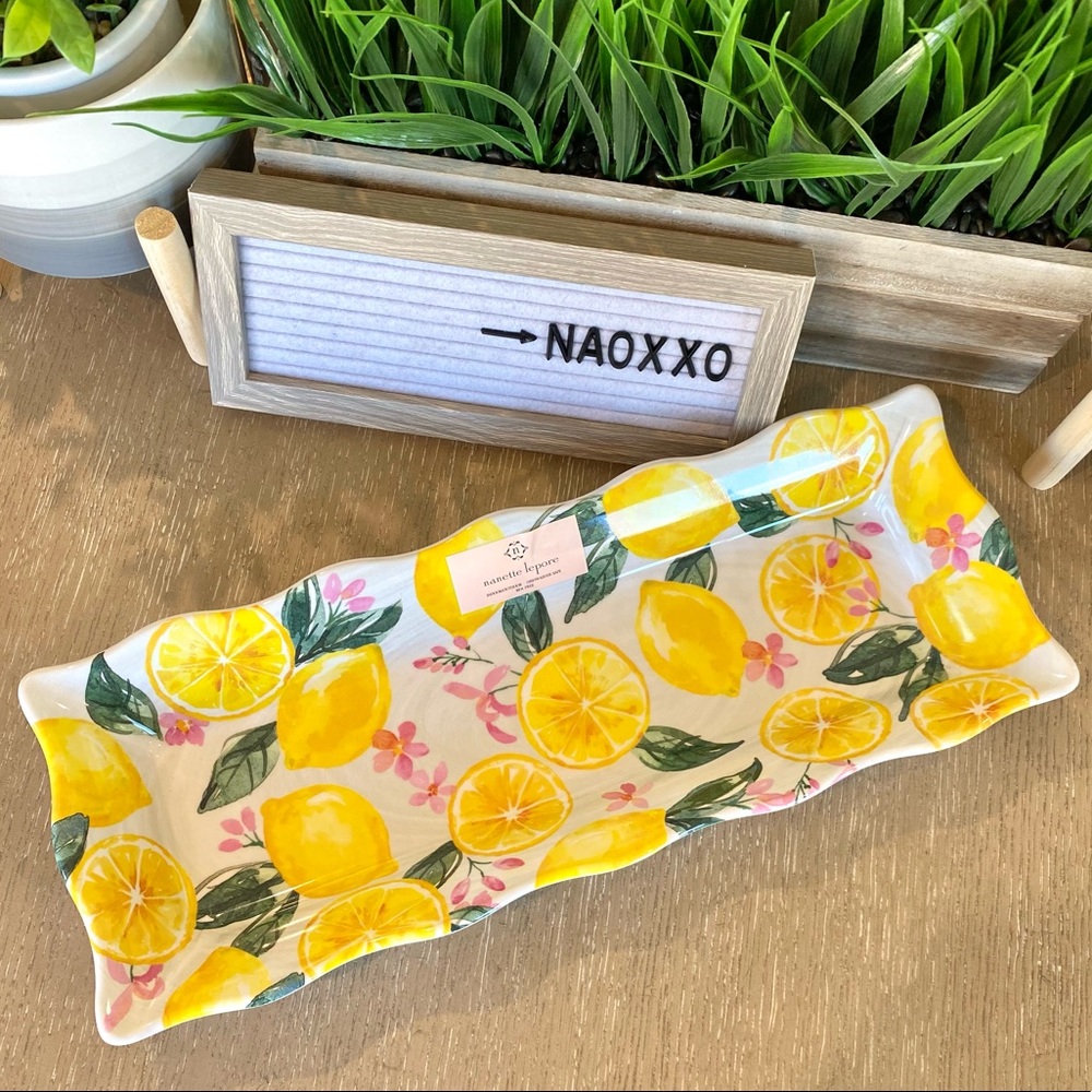 Nanette Lepore Indoor & Outdoor Melamine Lemons and Floral Serving Tray